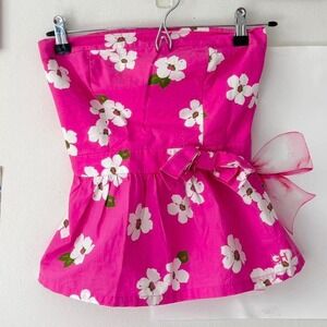 Y2K‎ Gilly Hicks Hot Pink Strapless Floral Top